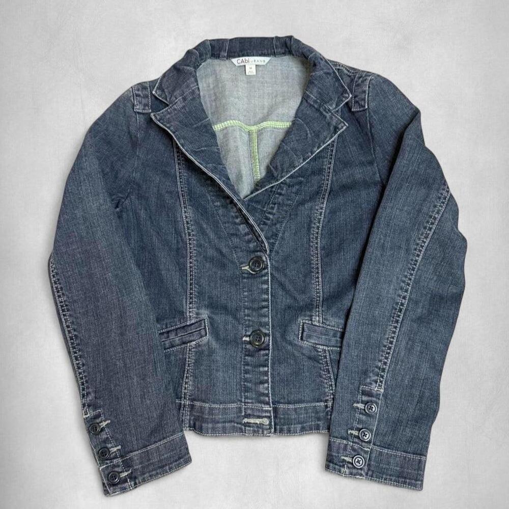 Medium | Y2K CAbi Style 860 Lucy Dark Wash Denim Blazer